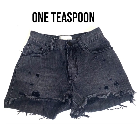 🔴4 for $25🔴 ONE TEASPOON Black High Waist Denim Shorts - Picture 1 of 7